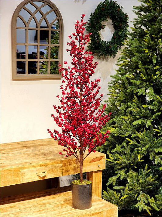 TREE WITH BERRY IN 1.30CM METAL VASE
