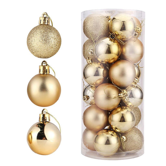 48 Champagne Christmas Tree Balls, 3 Glitter, Matte Smooth Model